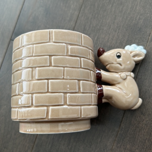 ENESCO Vintage Reindeer Handle Small Mug, Brick Chimney Christmas Holiday RARE - Picture 2 of 5